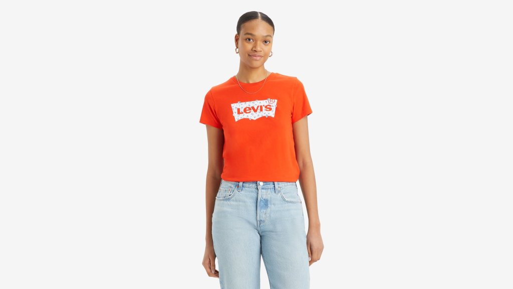 LEVI'S® THE PERFECT TEE - HOLMES FLORAL BW FILL POPPY RED