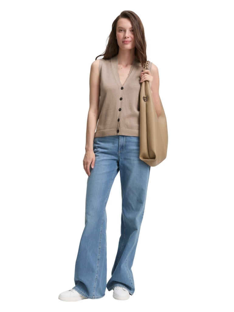 TOM TAILOR® DÁMSKÁ TENKÁ PROPÍNACÍ VESTA BÉŽOVÁ