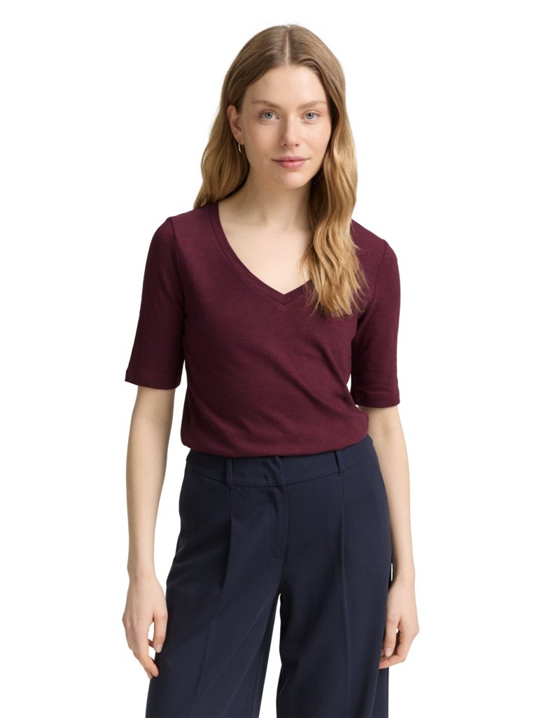 TOM TAILOR® DÁMSKÉ TRIKO DO VÉČKA - BORDÓ