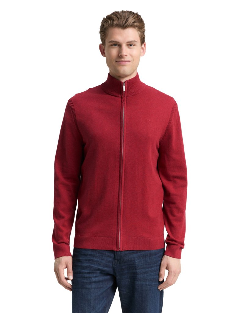 TOM TAILOR® BAVLNĚNÝ PROPÍNACÍ SVETR -ČERVENÝ