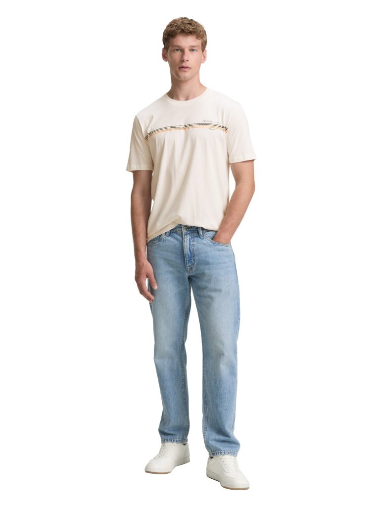 TOM TAILOR® PÁNSKÉ TRIKO S PRUHEM KRÁTKÝ RUKÁV -SMETANA