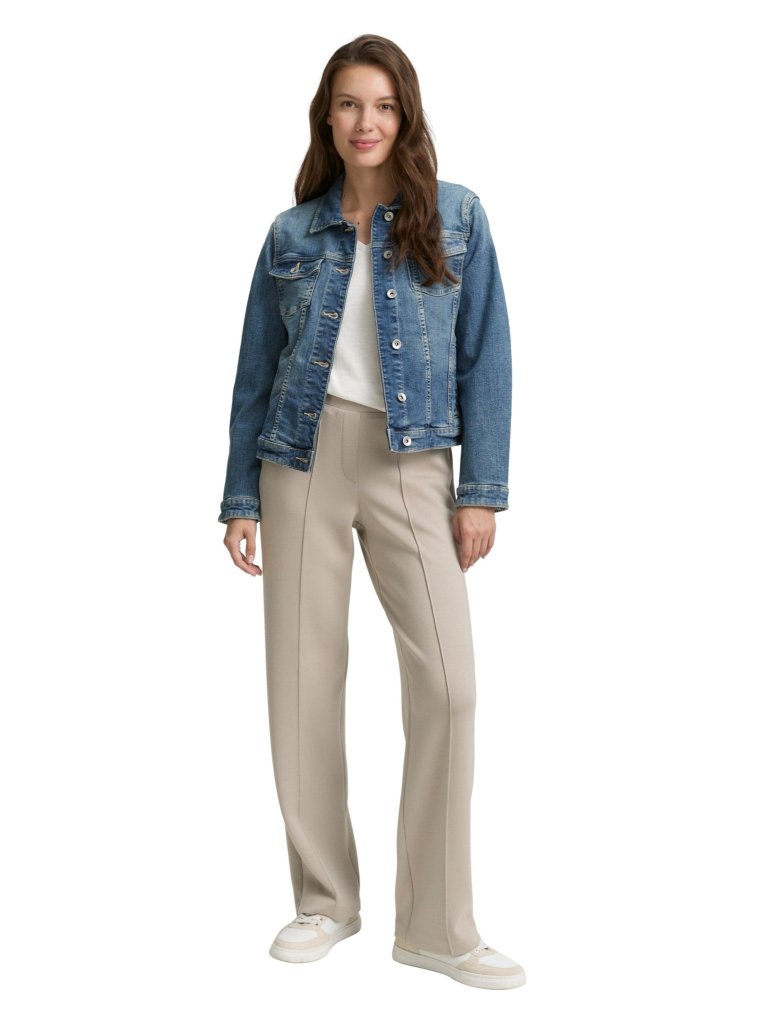 TOM TAILOR DÁMSKÉ ROVNÉ SCUBA KALHOTY-BÉŽOVÉ