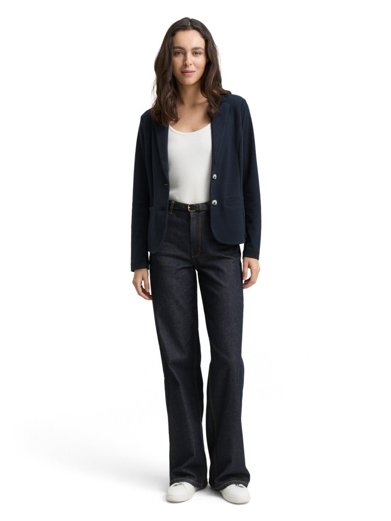 TOM TAILOR DÁMSKÉ ÚPLETOVÉ SAKO -TEMNĚ MODRÉ